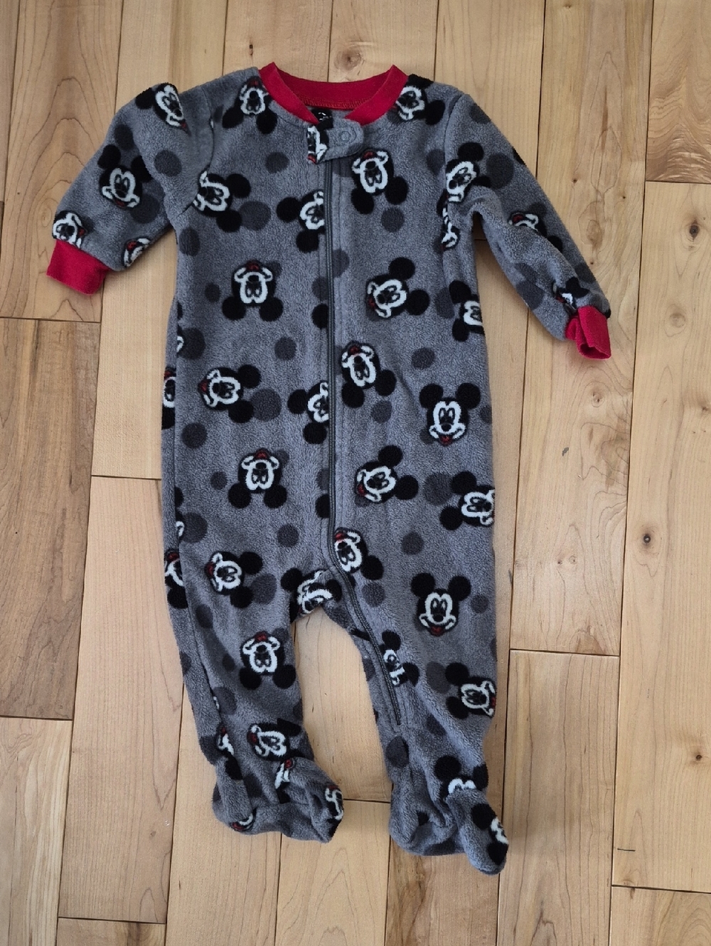 Children's Size 6-12m Disney Baby Gray Mickey Mouse Fleece One-Piece